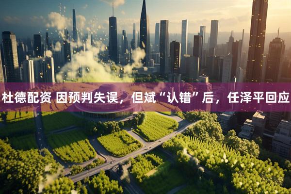 杜德配资 因预判失误，但斌“认错”后，任泽平回应