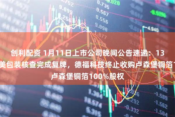 创利配资 1月11日上市公司晚间公告速递：13天11板嘉美包装核查完成复牌，德福科技终止收购卢森堡铜箔100%股权