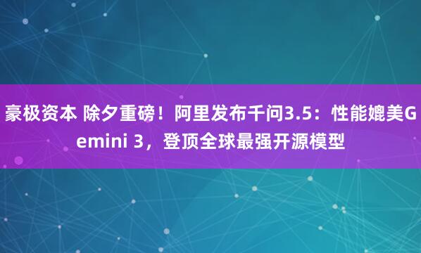 豪极资本 除夕重磅！阿里发布千问3.5：性能媲美Gemini 3，登顶全球最强开源模型